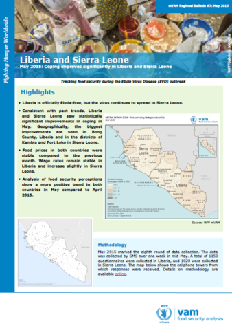 Liberia and Sierra Leone - mVAM Regional Bulletin #7: Coping improves significantly in Liberia and Sierra Leone, May 2015