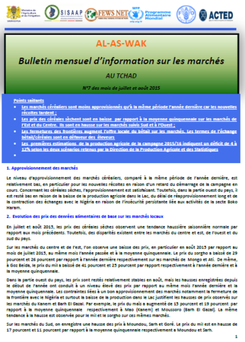 Tchad - Bulletin mensuel d’information sur les marchés au Tchad, 2015