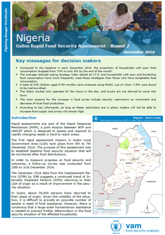 Nigeria - Gubio: Rapid Food Security Assessment, December 2016