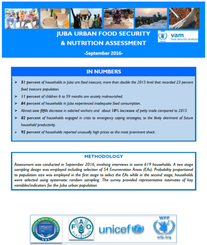 South Sudan - Juba: Urban Food Security and Nutrition Assessment, September 2016