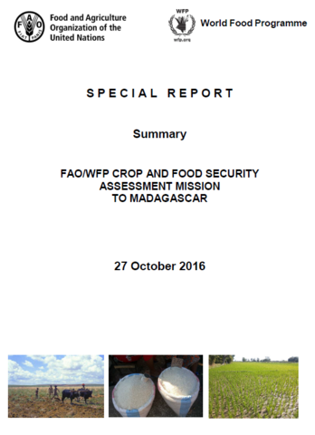 Madagascar - FAO/WFP Crop and Food Security Assessment Mission, October 2016