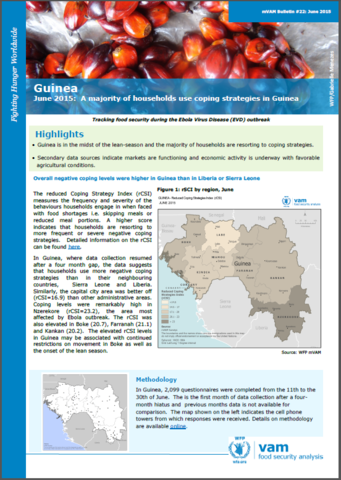 Guinea - mVAM Bulletin #22: A majority of households use coping strategies in Guinea, June 2015