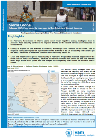 Sierra Leone - mVAM Bulletin #13: Food security improves in the districts of Bo and Kenema, February 2015