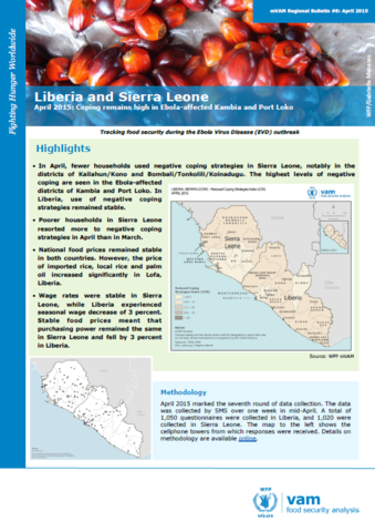Liberia and Sierra Leone - mVAM Regional Bulletin #6: Coping remains high in Ebola-affected Kambia and Port Loko, April 2015