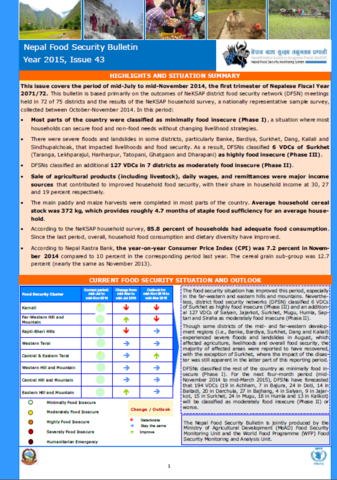 Nepal - Food Security Bulletins, 2014
