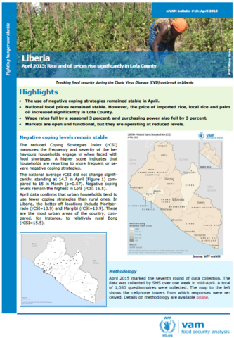 Liberia - mVAM Bulletin #18: Rice and oil prices rise significantly in Lofa County, April 2015