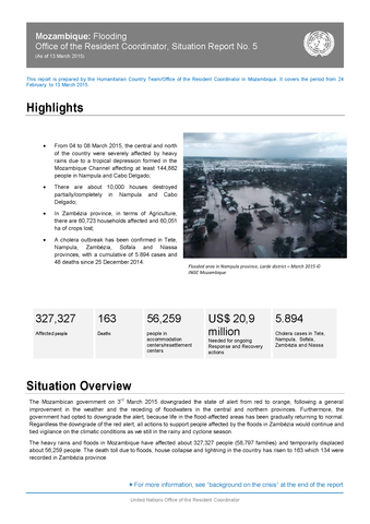 Mozambique: Flooding Office of the Resident Coordinator, Situation Report No. 5