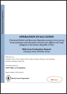 Iran PRRO 200310 Food Assistance and education incentive for Afghan and Iraqi Refugees (2013-2015): A mid-term Operation Evaluation