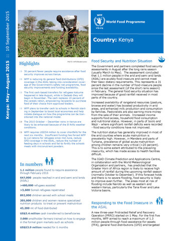 WFP in Kenya - May to August 2015