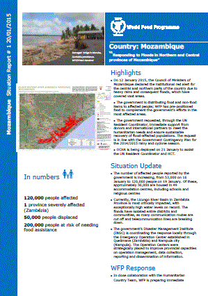 WFP Mozambique Floods Situation Report #01, 20 January 2015