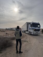 Photo: WFP/photo gallery. First aid convoy from Jordan has reached the Strip since the upsurge in hostilities began on 7 October